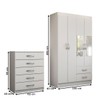 Guarda-Roupa Solteiro Eden 4 Portas 2 Gavetas e Espelho com Cômoda 5 Gavetas Branco - Panorama Móveis