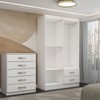 Guarda-Roupa Solteiro Eden 4 Portas 2 Gavetas e Espelho com Cômoda 5 Gavetas Branco - Panorama Móveis