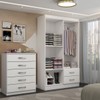 Guarda-Roupa Solteiro Eden 4 Portas 2 Gavetas e Espelho com Cômoda 5 Gavetas Branco - Panorama Móveis