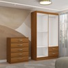 Guarda-Roupa Solteiro Eden 4 Portas 2 Gavetas e Espelho com Cômoda 5 Gavetas Cinamomo - Panorama Móveis