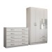 Guarda-Roupa Solteiro Hazel 4 Portas 2 Gavetas e Espelho com Cômoda 10 Gavetas Branco - Panorama Móveis
