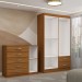 Guarda-Roupa Solteiro Noah 4 Portas 2 Gavetas com Cômoda 1 Porta 5 Gavetas Cinamomo - Panorama Móveis