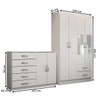 Guarda-Roupa Solteiro Mason 4 Portas 2 Gavetas e Espelho com Cômoda 2 Portas 5 Gavetas Branco - Panorama Móveis