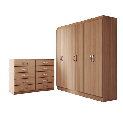 Guarda-Roupa Casal Harper 6 Portas 2 Gavetas com Cômoda 10 Gavetas Demolição - Panorama Móveis