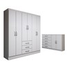 Guarda-Roupa Casal Carter 6 Portas 3 Gavetas com Cômoda 2 Portas 5 Gavetas Branco - Panorama Móveis