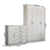 Guarda-Roupa Solteiro Natalie 4 Portas 2 Gavetas com Cômoda 1 Porta 5 Gavetas Branco - Panorama Móveis