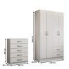 Guarda-Roupa Solteiro Lucy 4 Portas 2 Gavetas com Cômoda 5 Gavetas Branco - Panorama Móveis