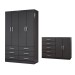 Guarda-Roupa Solteiro Max 4 Portas 6 Gavetas com Cômoda 2 Portas 5 Gavetas Preto - Panorama Móveis