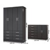 Guarda-Roupa Solteiro Max 4 Portas 6 Gavetas com Cômoda 2 Portas 5 Gavetas Preto - Panorama Móveis