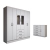 Guarda-Roupa Casal Ariana 6 Portas 3 Gavetas e Espelho com Cômoda 1 Porta 5 Gavetas Branco - Panorama Móveis