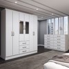 Guarda-Roupa Casal Caroline 6 Portas 3 Gavetas e Espelho com Cômoda 10 Gavetas Branco - Panorama Móveis