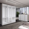 Guarda-Roupa Casal Caroline 6 Portas 3 Gavetas e Espelho com Cômoda 10 Gavetas Branco - Panorama Móveis