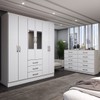 Guarda-Roupa Casal Caroline 6 Portas 3 Gavetas e Espelho com Cômoda 10 Gavetas Branco - Panorama Móveis