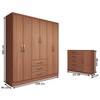 Guarda-Roupa Casal Eliza 6 Portas 3 Gavetas com Cômoda 1 Porta 5 Gavetas Cinamomo - Panorama Móveis