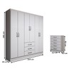 Guarda-Roupa Casal Simon 6 Portas 3 Gavetas com Cômoda 5 Gavetas Branco - Panorama Móveis