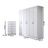 Guarda-Roupa Casal Amelia 6 Portas 2 Gavetas com Cômoda 5 Gavetas Branco - Panorama Móveis
