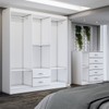 Guarda-Roupa Casal Emily 6 Portas 2 Gavetas com Cômoda 1 Porta 5 Gavetas Branco - Panorama Móveis