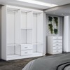 Guarda-Roupa Casal Henry 6 Portas 2 Gavetas e Espelho com Cômoda 5 Gavetas Branco - Panorama Móveis