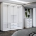 Guarda-Roupa Casal Henry 6 Portas 2 Gavetas e Espelho com Cômoda 5 Gavetas Branco - Panorama Móveis