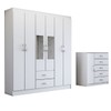 Guarda-Roupa Casal Adam 6 Portas 2 Gavetas e Espelho com Cômoda 1 Porta 5 Gavetas Branco - Panorama Móveis
