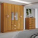 Guarda-Roupa Casal Dominic 6 Portas 2 Gavetas e Espelho com Cômoda 5 Gavetas Cinamomo - Panorama Móveis