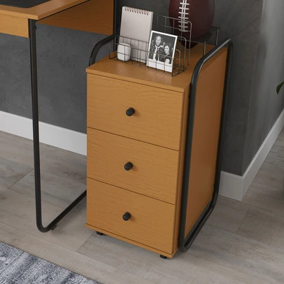 Gaveteiro Criare 3 Gavetas Preto/Nature - Art Panta