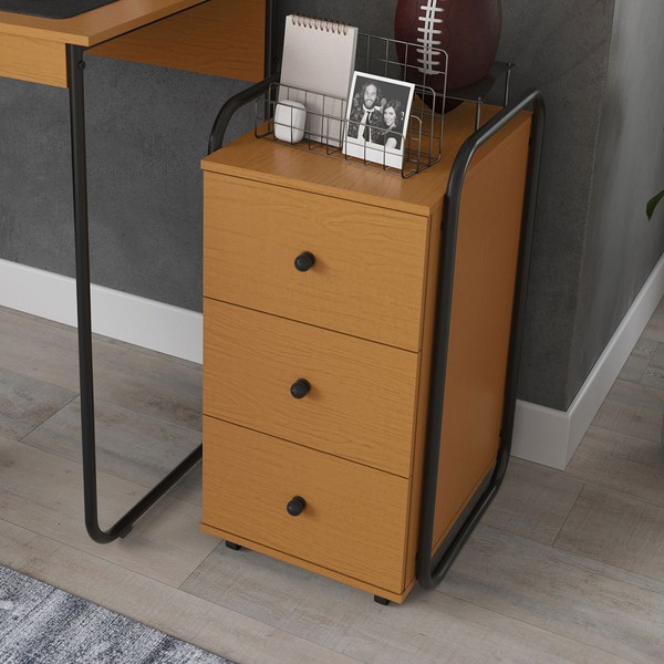 Gaveteiro Criare 3 Gavetas Preto/Nature - Art Panta