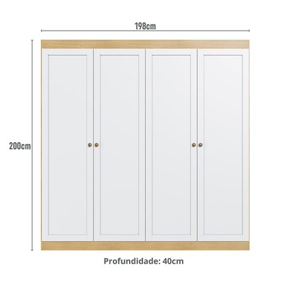 Guarda-Roupa 4 Portas Savana/Branco Fosco - Genialflex