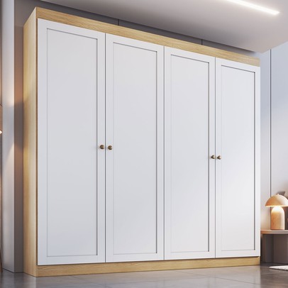 Guarda-Roupa 4 Portas Savana/Branco Fosco - Genialflex