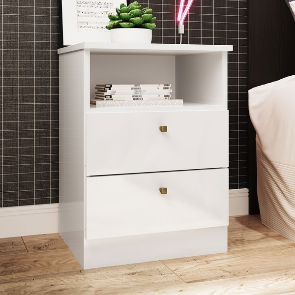 Cômoda 0187 2 Gavetas com Nicho Branco - Genialflex