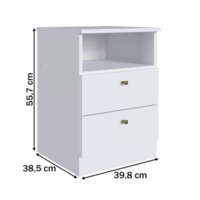 Cômoda 0187 2 Gavetas com Nicho Branco - Genialflex