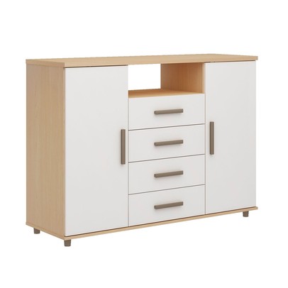 Cômoda Berlim 2 Portas 4 Gavetas Freijo/White Laca - Genialflex