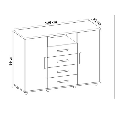 Cômoda Berlim 2 Portas 4 Gavetas Freijo/White Laca - Genialflex
