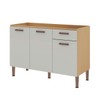 Balcão de Cozinha 120cm 3 Portas 2 Gavetas Freijo Fosco/White Laca Brilho - Genialflex