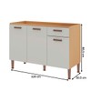 Balcão de Cozinha 120cm 3 Portas 2 Gavetas Freijo Fosco/White Laca Brilho - Genialflex