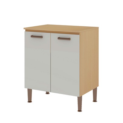 Balcão de Cozinha 70cm 2 Portas Freijo/White Laca Brilho - Genialflex