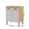 Balcão de Cozinha 70cm 2 Portas Freijo/White Laca Brilho - Genialflex