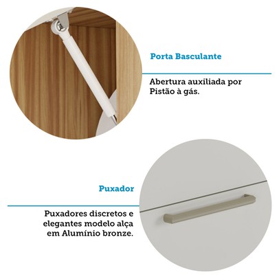 Armário Aéreo Cozinha 80 Cm Syrah 2 Portas 100% Mdf Amêndoa/Off White - Rio Doce