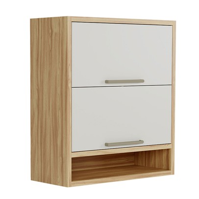 Armário Aéreo Cozinha 80 Cm Syrah 2 Portas 100% Mdf Amêndoa/Off White - Rio Doce