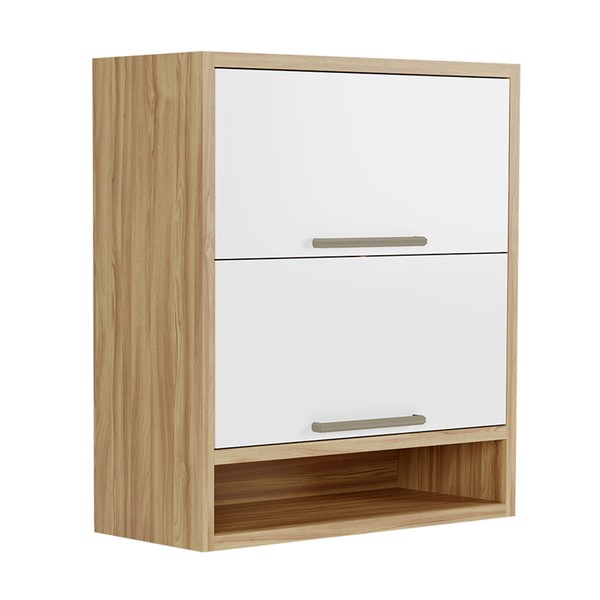 Armário Aéreo Cozinha 80 Cm Syrah 2 Portas 100% Mdf Amêndoa/Branco - Rio Doce