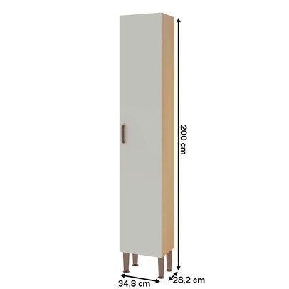 Paneleiro 1 Porta 3 Prateleiras Freijo/White Laca Brilho - Genialflex