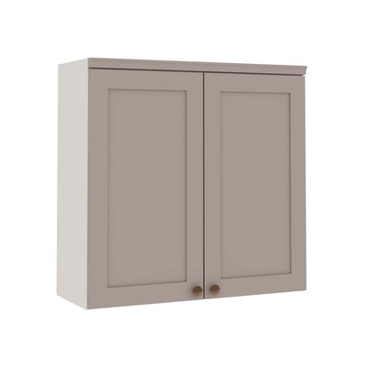 Armário Aéreo Cozinha 80cm Iluminata 100% Mdf 2 Portas Branco/Fendi - Genialflex