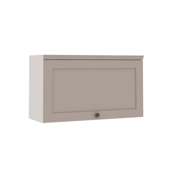 Armário Aéreo Cozinha 80cm Iluminata 100% Mdf 1 Porta Basculante Branco/Fendi - Geniallex