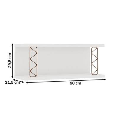 Armário Aéreo Cozinha Aberto 80cm 100% Mdf com Metalon Branco - Genialflex