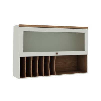 Armáreo Aéreo Cozinha 120cm Mini Boreal 100% Mdf 1 Porta Basculante Vidro Mint - Genialflex