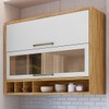Armário Aéreo Cozinha 120 Cm Syrah 2 Portas com Vidro 100% Mdf Amêndoa/Branco - Rio Doce