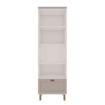 Torre Quente Iluminata 2 Portas 1 Gaveta 4 Prateleiras 100% Mdf Branco/Fendi - Genialflex