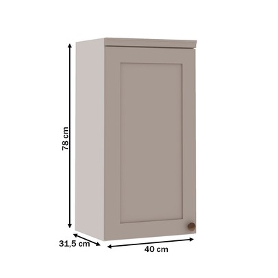 Armário Aéreo de Cozinha 40cm Iluminata 100% Mdf 1 Porta Branco/Fendi - Genialflex