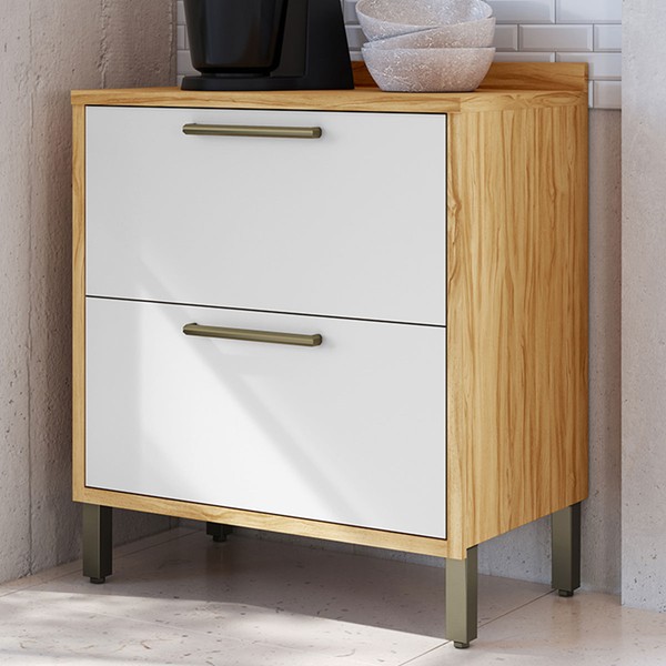 Balcão de Cozinha 80 Cm Syrah 1 Porta 1 Gaveta 100% Mdf Amêndoa/Branco - Rio Doce