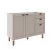 Balcão de Cozinha 120cm Iluminata 100% Mdf 2 Portas 3 Gavetas Branco/Fendi - Genialflex